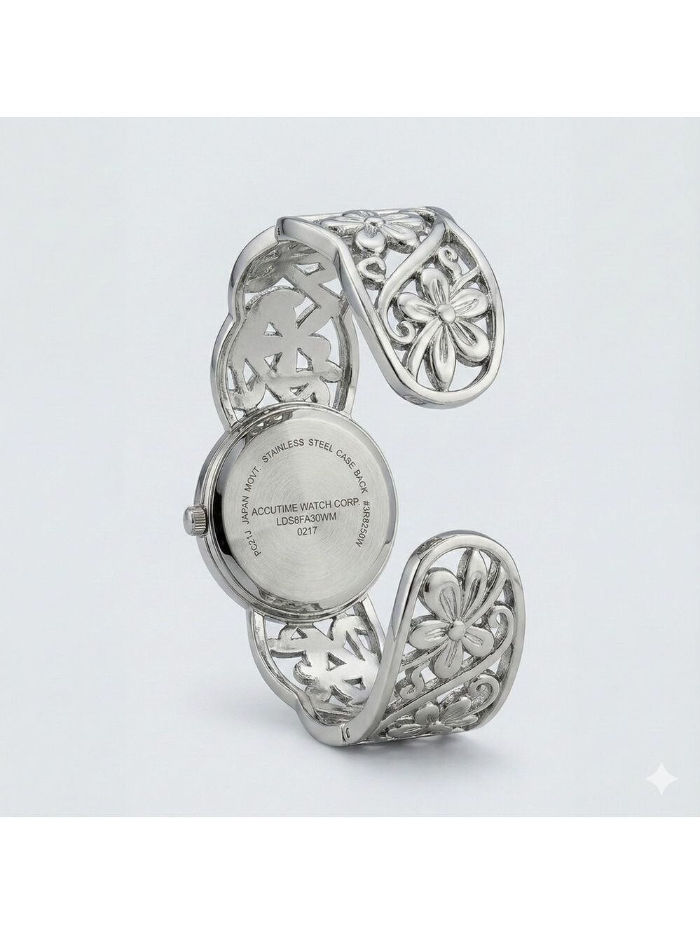 Women's Silver Plated Watch Crystal Accents - Picture 2 of 2